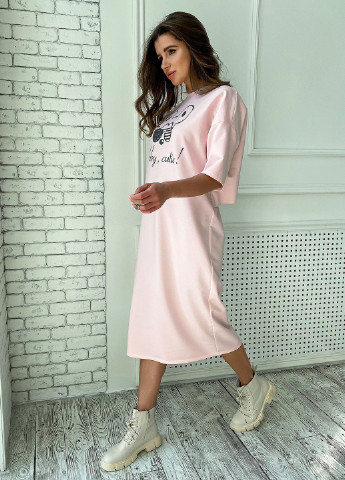 Світло-рожева кежуал сукня сукня-футболка ST-Seventeen з малюнком