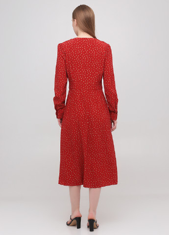Красное кэжуал платье а-силуэт Boden в горошек