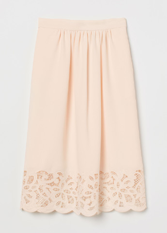 Персиковая кэжуал однотонная юбка H&M клешированная