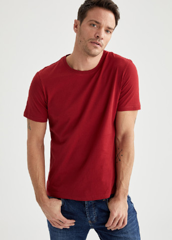 Бордовая летняя футболка DeFacto