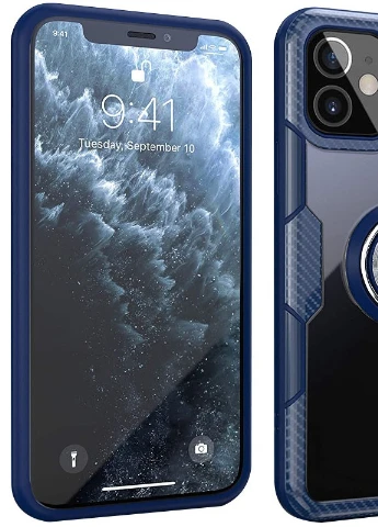 TPU + PC чохол CrystalRing for Magnet (opp) для Apple iPhone 12 mini (5.4 ') Безбарвний / Темно-синій (is_00000038425_3) Deen (229725962)