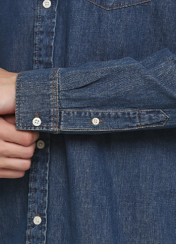 Синяя джинсовая рубашка однотонная Gap с длинным рукавом