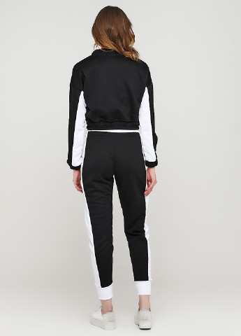 Костюм (свитшот, брюки) Stylewise однотонный чёрно-белого спортивный трикотаж, полиэстер