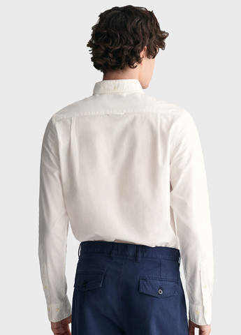 Белая классическая, кэжуал рубашка с логотипом Gant