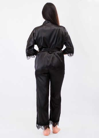 Черный демисезонный комплект (блуза, брюки) Ghazel