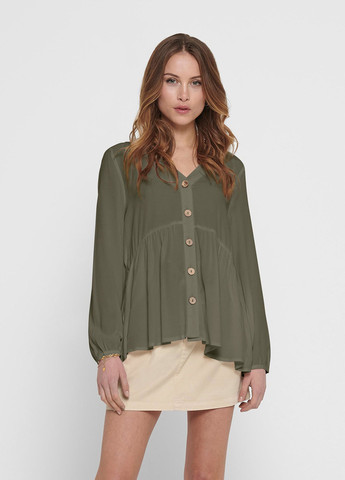 Оливковая (хаки) демисезонная блуза Only