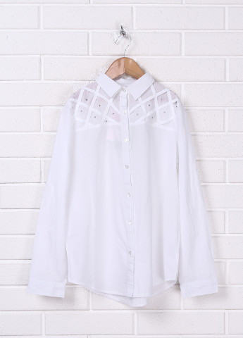 Белая кэжуал рубашка NK Unsea с длинным рукавом