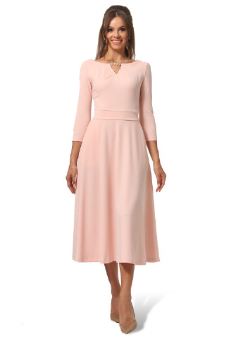 Светло-розовое кэжуал платье клеш Lada Lucci однотонное