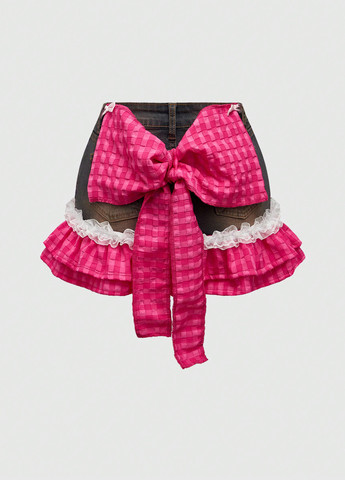 Разноцветная джинсовая колор блок юбка SHEIN