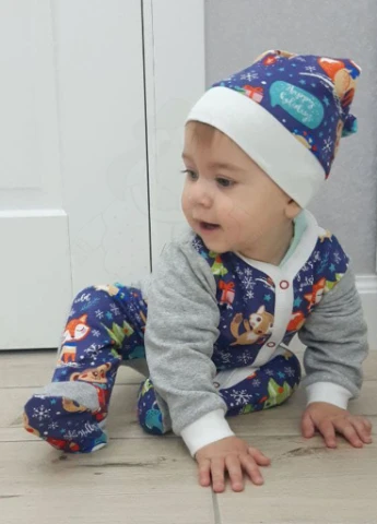 Комбинированный зимний комплект для младенцев (праздничный) "новый год" Баранчик БО