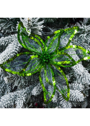 Ялинкова іграшка квітка пуансеттії Розкіш напівпрозорий зелена, 23*23см (750302) YES! Fun (254593220)