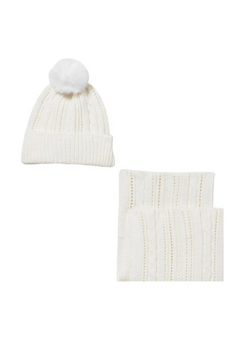 Белый зимний комплект (шапка, шарф) DKNY