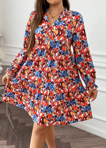 Комбинированное кэжуал платье клеш SHEIN с рисунком