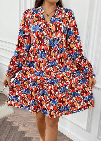 Комбинированное кэжуал платье клеш SHEIN с рисунком