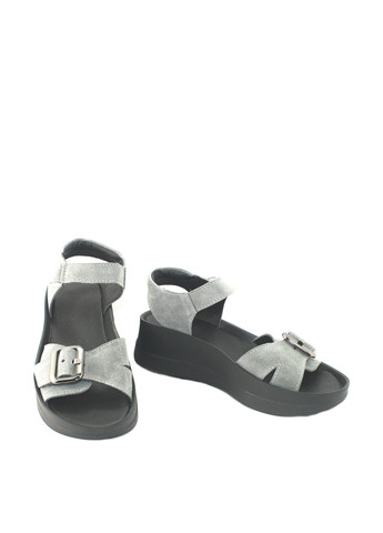 Серые босоножки Mila на липучке с пряжкой