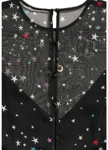 Черное кэжуал шифоновое платье с рисунком H&M звезды