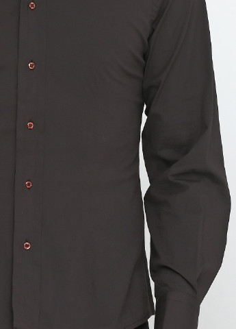 Шоколадная кэжуал рубашка однотонная H&M с длинным рукавом