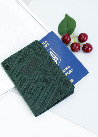 Подарочный набор №64 "Ukraine" (зеленый) в коробке: обложка на паспорт + ключница HandyCover (253636330)