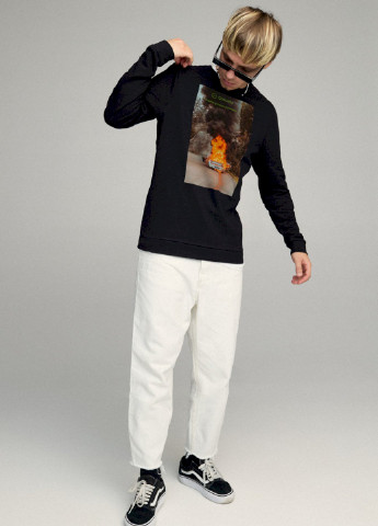 Черный свитшот мужской basic /no flis/ YAPPI рисунок (251424401)