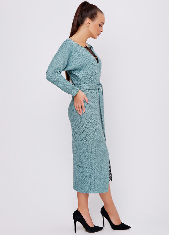 Бирюзовое кэжуал платье футляр ST-Seventeen с абстрактным узором