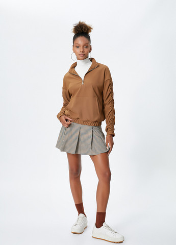 Коричневый худи KOTON однотонный без декора (263947629)