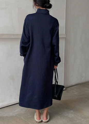 Темно-синее кэжуал платье SHEIN с надписью