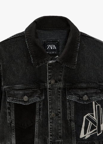 Чорна клаптикова джинсова куртка Zara