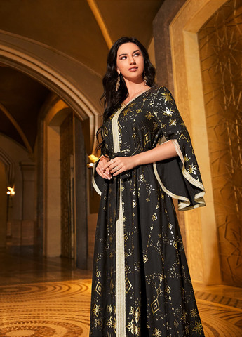 Чорна святковий сукня а-силует SHEIN з геометричним візерунком