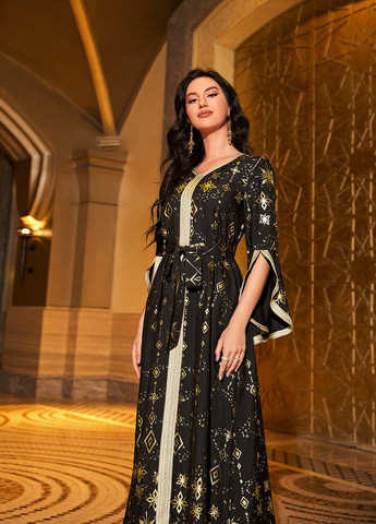 Чорна святковий сукня а-силует SHEIN з геометричним візерунком