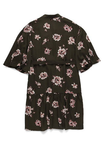 Оливковое кэжуал платье на запах MINT&BERRY с цветочным принтом