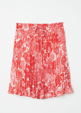 Красная кэжуал цветочной расцветки юбка H&M плиссе