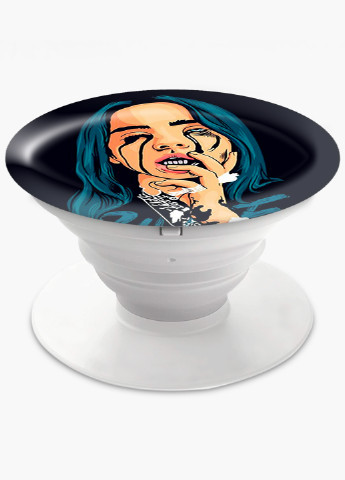 Попсокет (Popsockets) держатель для смартфона Билли Айлиш (Billie Eilish) (8754-2677) Черный MobiPrint (221548590)
