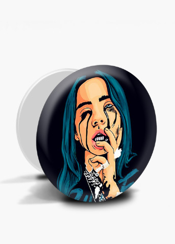 Попсокет (Popsockets) держатель для смартфона Билли Айлиш (Billie Eilish) (8754-2677) Черный MobiPrint (221548590)