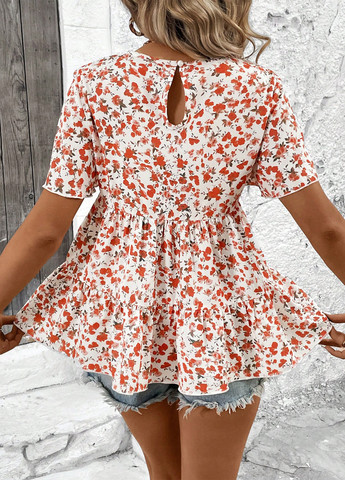 Біла блуза з баскою SHEIN