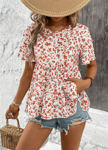 Біла блуза з баскою SHEIN