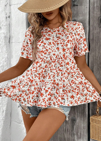 Біла блуза з баскою SHEIN