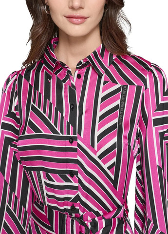 Розовое праздничный, вечернее, кэжуал платье а-силуэт, рубашка Karl Lagerfeld с рисунком