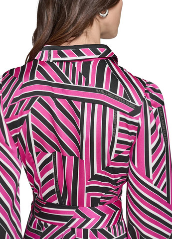 Розовое праздничный, вечернее, кэжуал платье а-силуэт, рубашка Karl Lagerfeld с рисунком