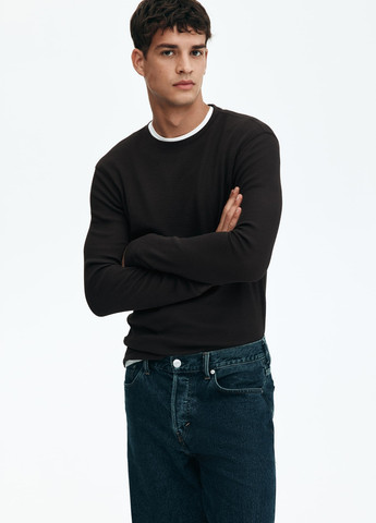 Коричневый демисезонный кэжуал лонгслив H&M однотонный