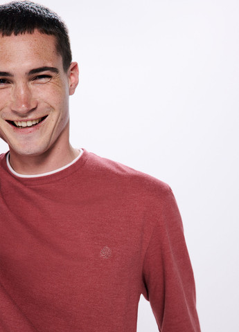 Лонгслів Springfield однотонний темно-рожевий кежуали, спортивні бавовна, піке