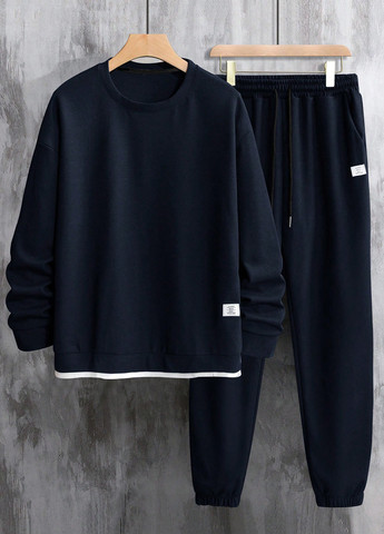 Темно-синій демісезонний костюм (світшот, штани) брючний SHEIN