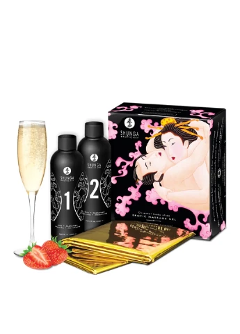 Гель для NURU массажа Oriental Body-to-Body - Sparkling Strawberry Wine плюс простыня Shunga (254151909)