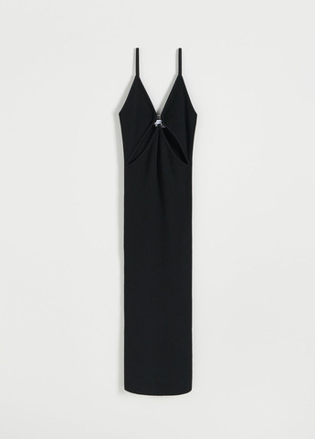 Черное кэжуал платье платье-комбинация Reserved однотонное