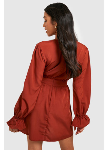 Теракотова кежуал сукня кльош Boohoo однотонна