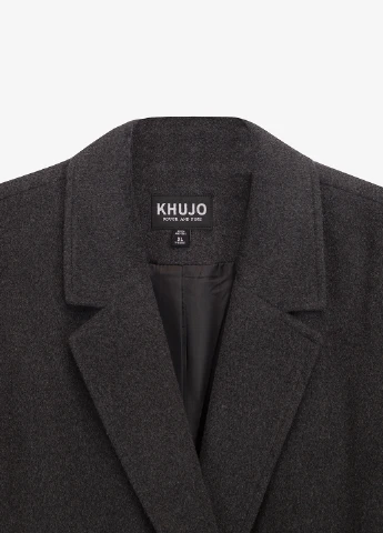 Темно-серое демисезонное Пальто двубортное Khujo