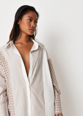Бежевая кэжуал рубашка с геометрическим узором Missguided