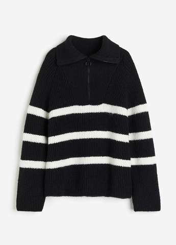 Черно-белый зимний свитер H&M