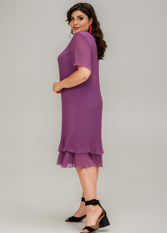 Фиолетовое кэжуал платье плиссированное, а-силуэт A'll Posa однотонное