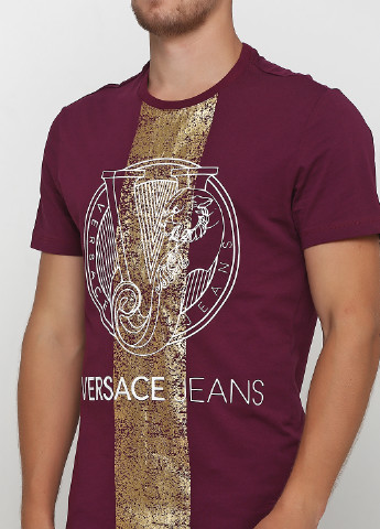 Бордовая летняя футболка Versace Jeans