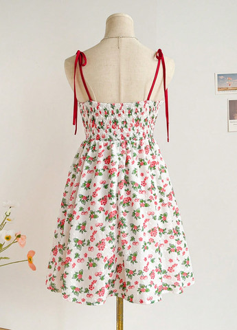 Комбінована кежуал сукня кльош, в стилі армпір, з відкритою спиною SHEIN з квітковим принтом